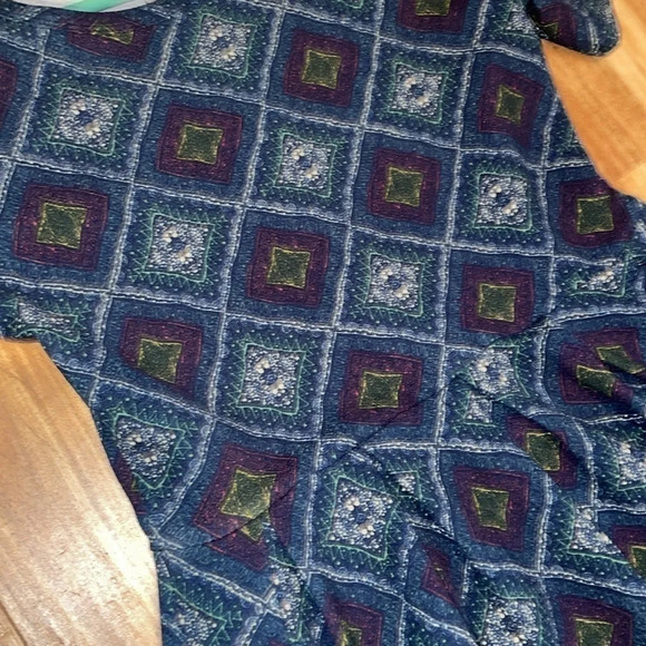 Lularoe women’s dress Medium 10 12 Amelia fit flare stretch pattern pockets blue - Picture 3 of 9